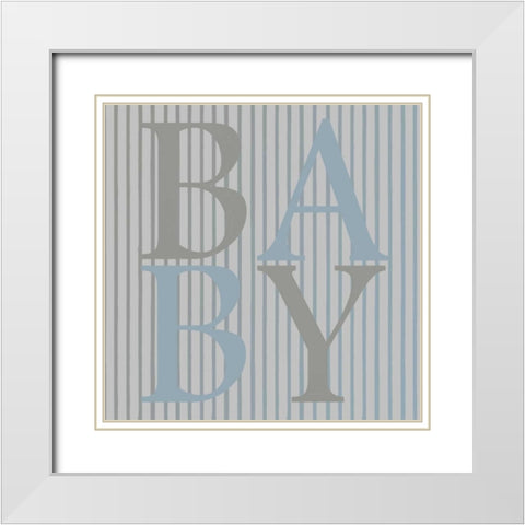 Baby Blue White Modern Wood Framed Art Print with Double Matting by Lewis, Sheldon