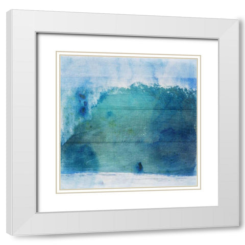 Ocean Wave On Wood 1 White Modern Wood Framed Art Print with Double Matting by Lewis, Sheldon
