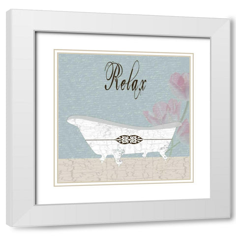 Relax White Modern Wood Framed Art Print with Double Matting by Lewis, Sheldon