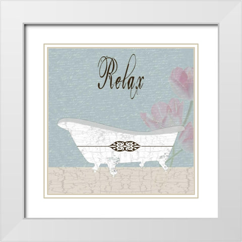 Relax White Modern Wood Framed Art Print with Double Matting by Lewis, Sheldon