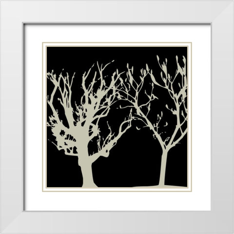 Duo Tree White Modern Wood Framed Art Print with Double Matting by Lewis, Sheldon