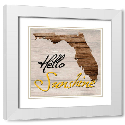 Florida Map 2 White Modern Wood Framed Art Print with Double Matting by Lewis, Sheldon