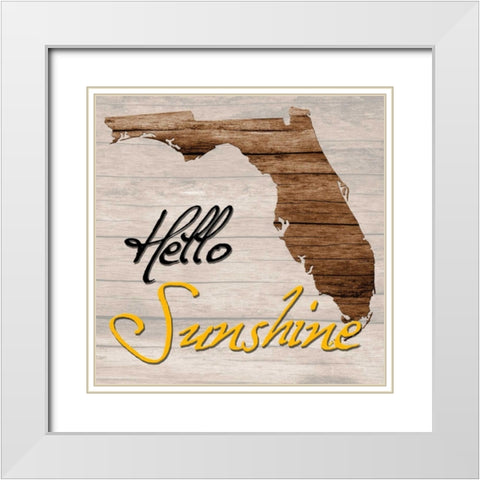 Florida Map 2 White Modern Wood Framed Art Print with Double Matting by Lewis, Sheldon
