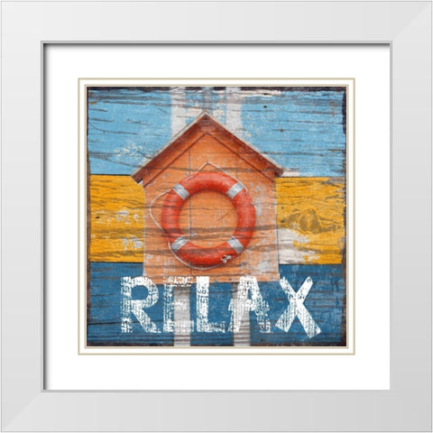 Relax White Modern Wood Framed Art Print with Double Matting by Lewis, Sheldon