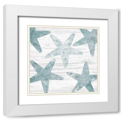 Coastal Star Cemented 1 White Modern Wood Framed Art Print with Double Matting by Lewis, Sheldon