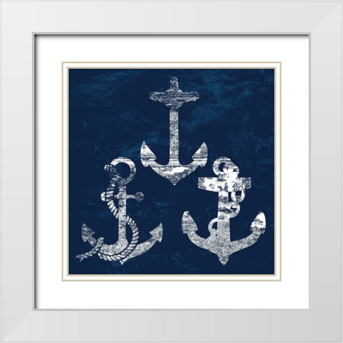 Anchor At The Coast White Modern Wood Framed Art Print with Double Matting by Lewis, Sheldon