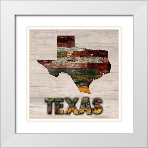 Texas Wooden Map White Modern Wood Framed Art Print with Double Matting by Lewis, Sheldon
