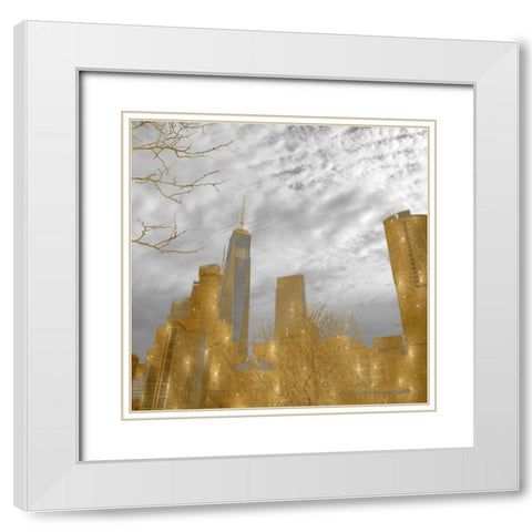 Golden New York White Modern Wood Framed Art Print with Double Matting by Lewis, Sheldon