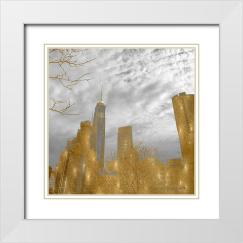 Golden New York White Modern Wood Framed Art Print with Double Matting by Lewis, Sheldon