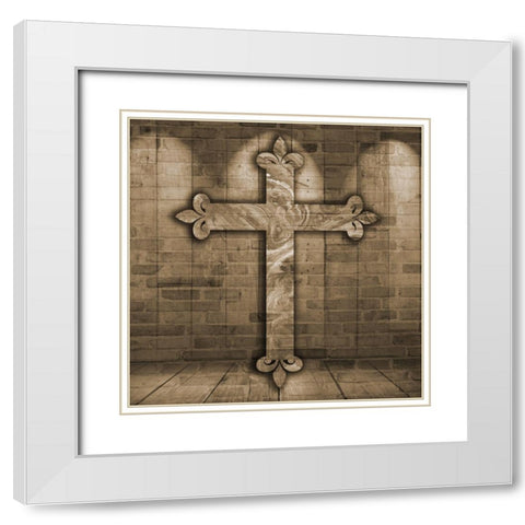 Holy Cross White Modern Wood Framed Art Print with Double Matting by Lewis, Sheldon