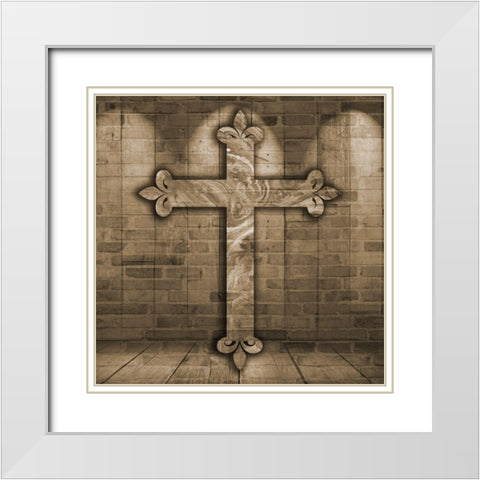 Holy Cross White Modern Wood Framed Art Print with Double Matting by Lewis, Sheldon