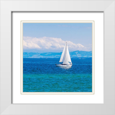 Morning At The Coast 1 White Modern Wood Framed Art Print with Double Matting by Lewis, Sheldon
