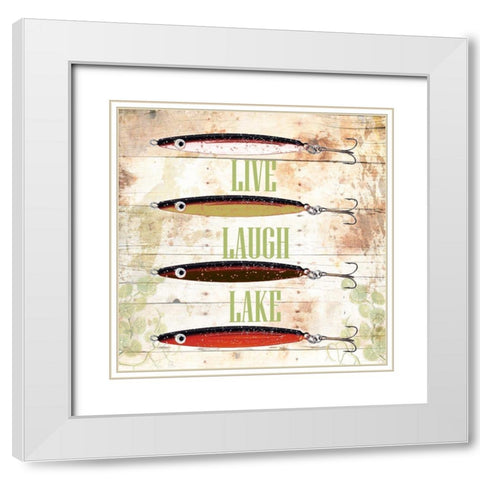 Live Laugh Lake White Modern Wood Framed Art Print with Double Matting by Lewis, Sheldon