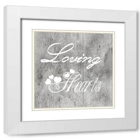 Loving Hearts White Modern Wood Framed Art Print with Double Matting by Lewis, Sheldon