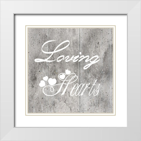 Loving Hearts White Modern Wood Framed Art Print with Double Matting by Lewis, Sheldon