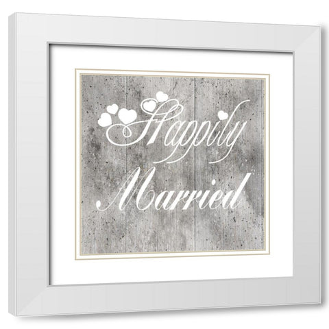 Happily Married White Modern Wood Framed Art Print with Double Matting by Lewis, Sheldon