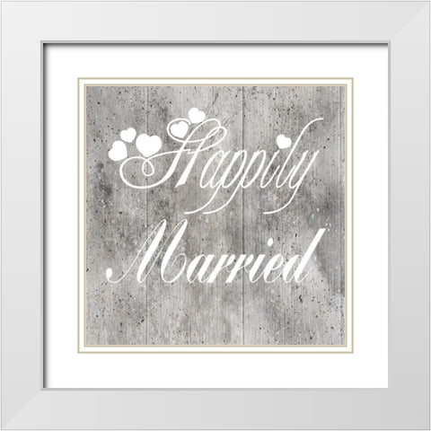 Happily Married White Modern Wood Framed Art Print with Double Matting by Lewis, Sheldon