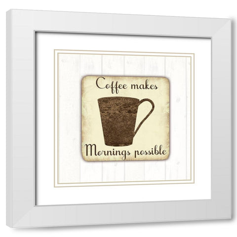 Coffee Power White Modern Wood Framed Art Print with Double Matting by Lewis, Sheldon