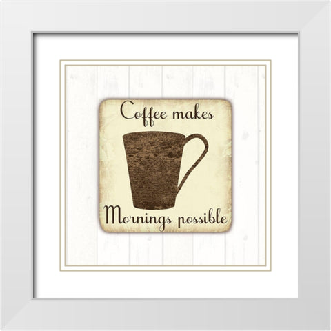 Coffee Power White Modern Wood Framed Art Print with Double Matting by Lewis, Sheldon