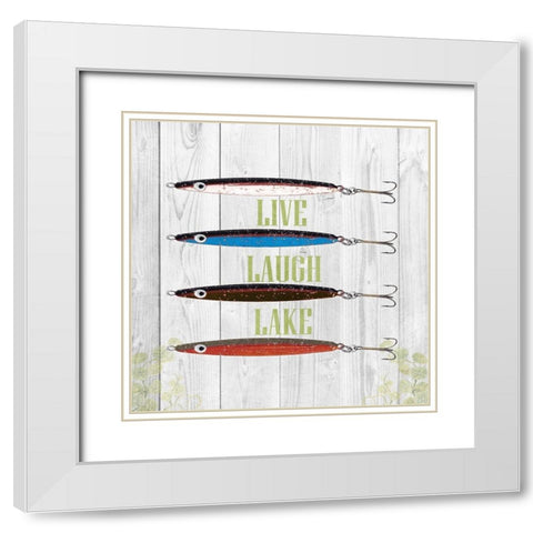 Live Laugh Lake White Modern Wood Framed Art Print with Double Matting by Lewis, Sheldon
