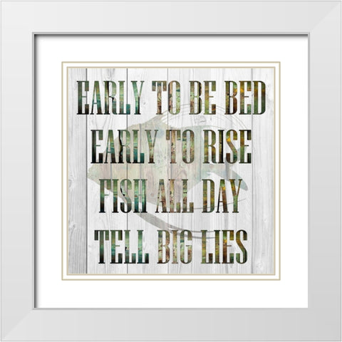 Fish All Day White Modern Wood Framed Art Print with Double Matting by Lewis, Sheldon