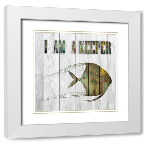I Am A Keeper White Modern Wood Framed Art Print with Double Matting by Lewis, Sheldon