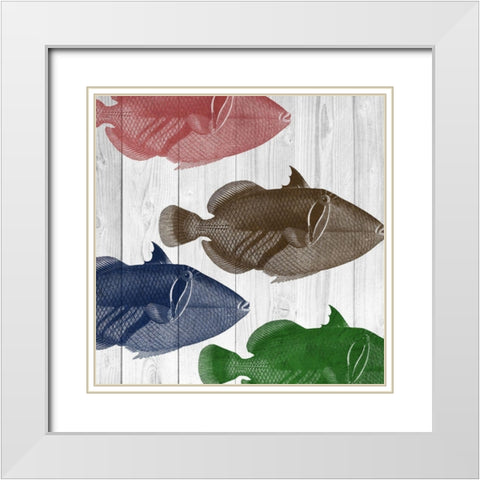 Fishes White Modern Wood Framed Art Print with Double Matting by Lewis, Sheldon