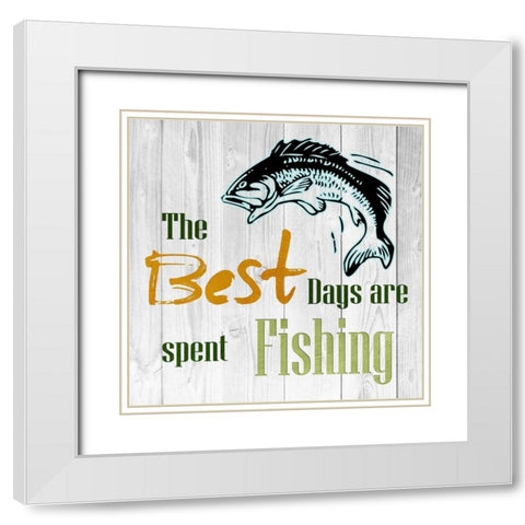 Fishing Days White Modern Wood Framed Art Print with Double Matting by Lewis, Sheldon