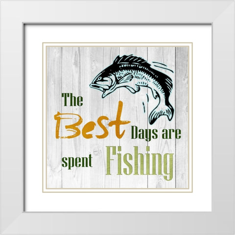 Fishing Days White Modern Wood Framed Art Print with Double Matting by Lewis, Sheldon