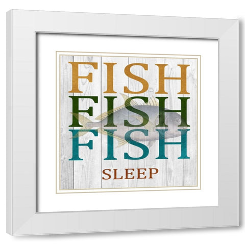 Fish Fish Fish White Modern Wood Framed Art Print with Double Matting by Lewis, Sheldon
