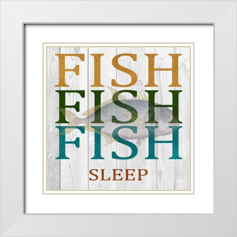 Fish Fish Fish White Modern Wood Framed Art Print with Double Matting by Lewis, Sheldon