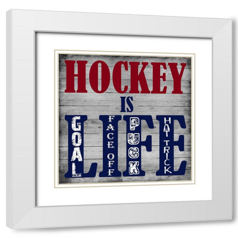 Hockey Life White Modern Wood Framed Art Print with Double Matting by Lewis, Sheldon