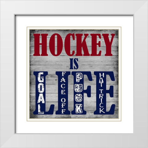Hockey Life White Modern Wood Framed Art Print with Double Matting by Lewis, Sheldon