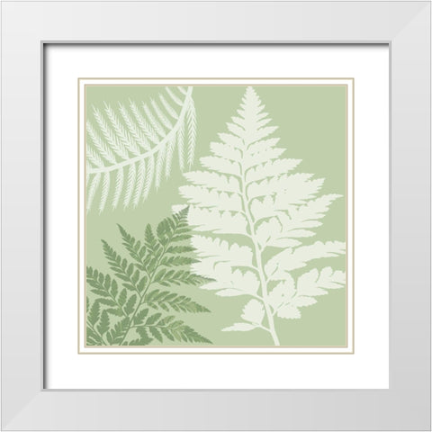 Green Jungle 3 White Modern Wood Framed Art Print with Double Matting by Lewis, Sheldon