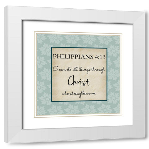Christ Strength White Modern Wood Framed Art Print with Double Matting by Lewis, Sheldon