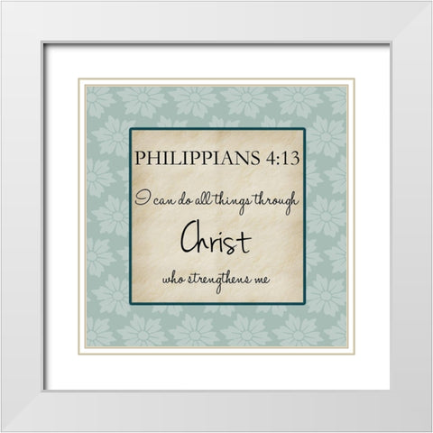 Christ Strength White Modern Wood Framed Art Print with Double Matting by Lewis, Sheldon