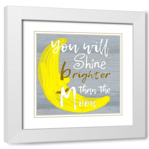 Bright Moon White Modern Wood Framed Art Print with Double Matting by Lewis, Sheldon