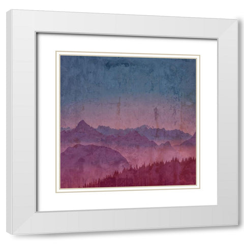 Mountain Lights B White Modern Wood Framed Art Print with Double Matting by Lewis, Sheldon