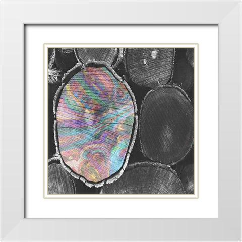 Jewel Toned Logs White Modern Wood Framed Art Print with Double Matting by Lewis, Sheldon