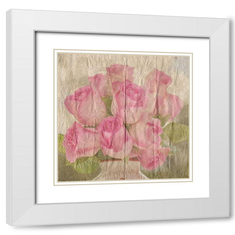 Vintage Roses White Modern Wood Framed Art Print with Double Matting by Lewis, Sheldon