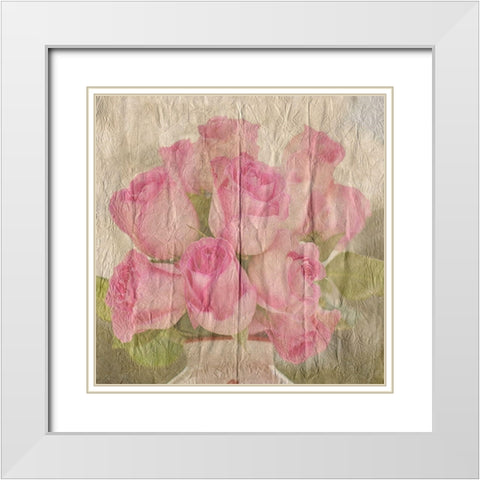 Vintage Roses White Modern Wood Framed Art Print with Double Matting by Lewis, Sheldon