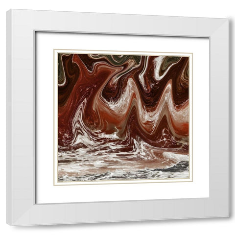 Abstract Waves 1 White Modern Wood Framed Art Print with Double Matting by Lewis, Sheldon