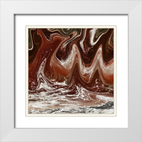Abstract Waves 1 White Modern Wood Framed Art Print with Double Matting by Lewis, Sheldon