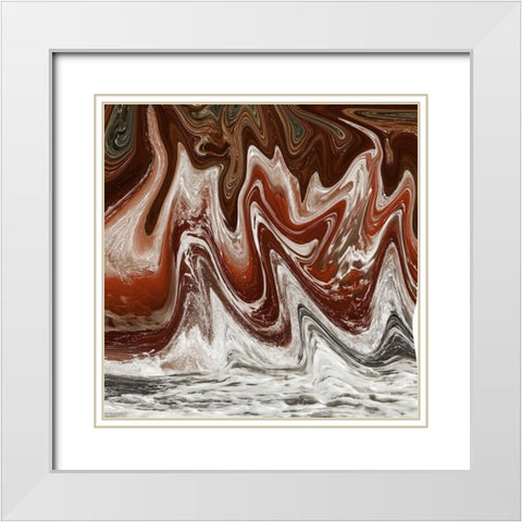 Abstract Waves 2 White Modern Wood Framed Art Print with Double Matting by Lewis, Sheldon
