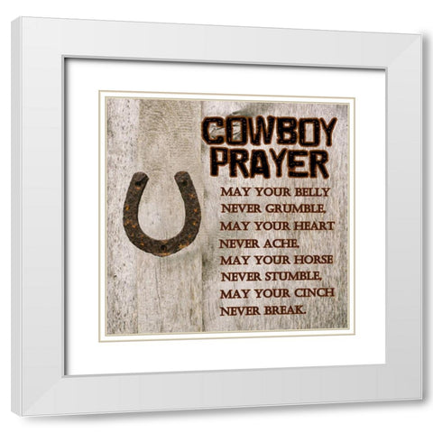 Cowboy Prayer White Modern Wood Framed Art Print with Double Matting by Lewis, Sheldon