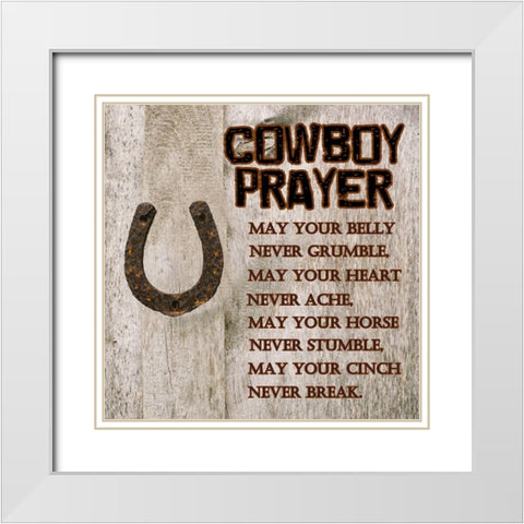 Cowboy Prayer White Modern Wood Framed Art Print with Double Matting by Lewis, Sheldon