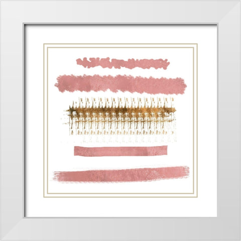 Blush Strokes White Modern Wood Framed Art Print with Double Matting by Lewis, Sheldon