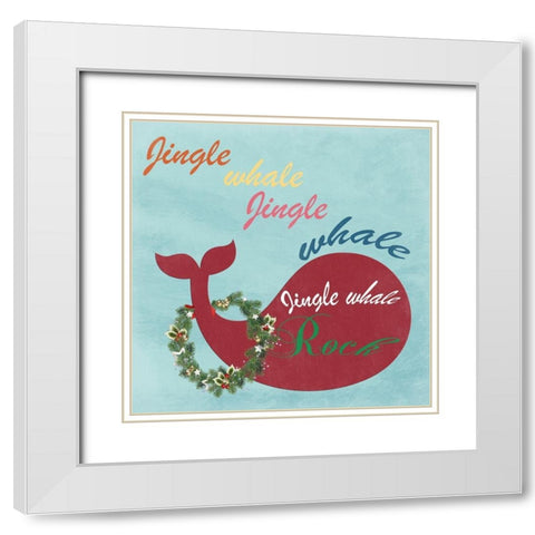 Jingle All The Whale White Modern Wood Framed Art Print with Double Matting by Lewis, Sheldon