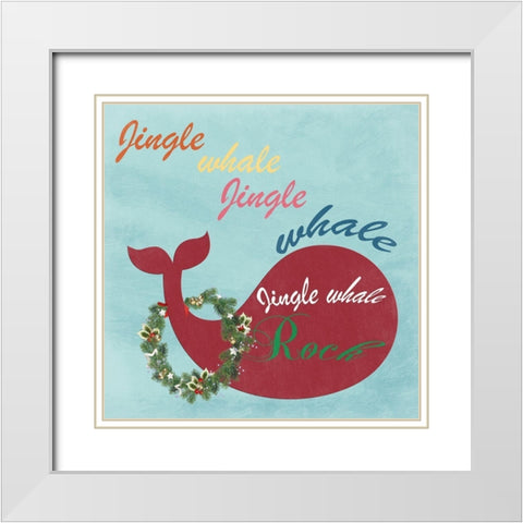 Jingle All The Whale White Modern Wood Framed Art Print with Double Matting by Lewis, Sheldon