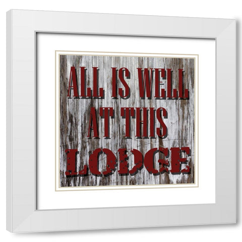 At This Lodge White Modern Wood Framed Art Print with Double Matting by Lewis, Sheldon